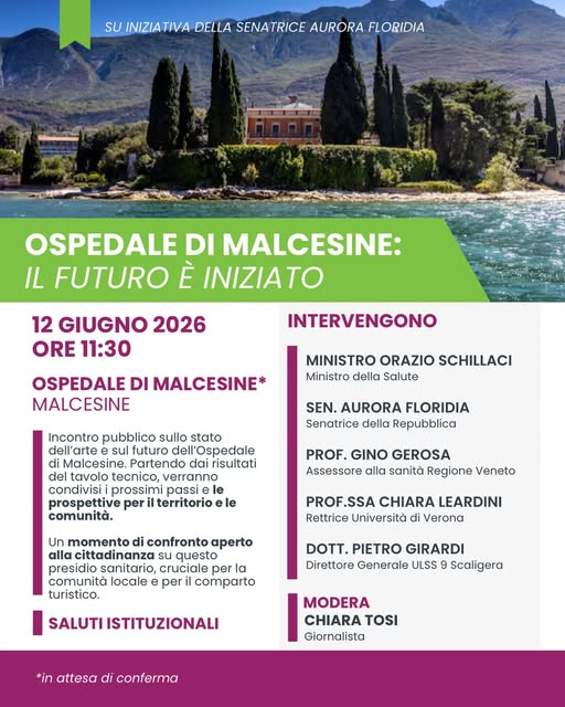 INIZIATIVA DELLA SENATRICE AURORA FLORIDIA IN DIFESA DELL’OSPEDALE DI MALCESINE
